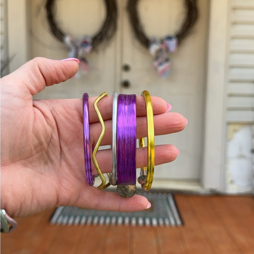 Set of Metallic Purple and Gold Bangle Bracelets